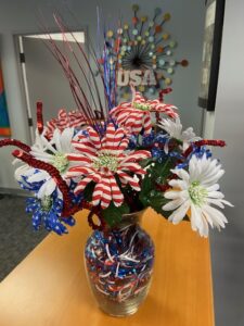 Red, white and blue flowers to celebrate the 4th of July.